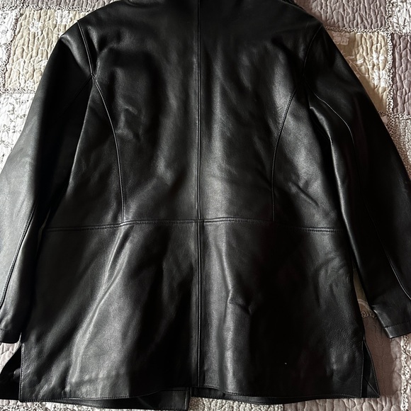 Nuage Black Leather Jacket with Faux Fur Collar - Picture 4 of 6
